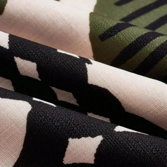 Black And White Boho Women's Floral Print Twist Hollow Out Casual Short Dress - Picture 2 of 9